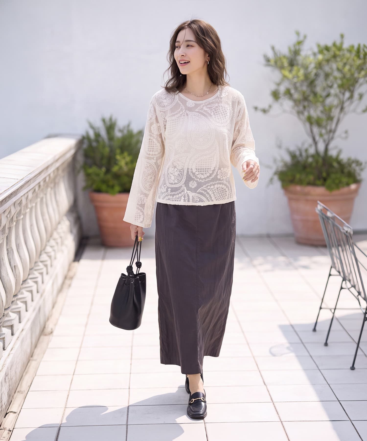 STYLE DELI「ペイズリー刺繍メッシュ編みトップス」|その他|