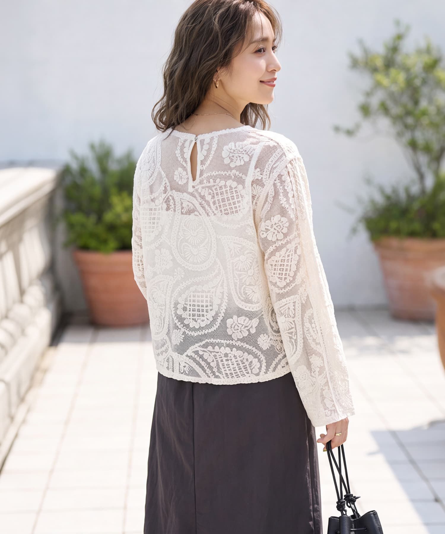 STYLE DELI「ペイズリー刺繍メッシュ編みトップス」|その他|