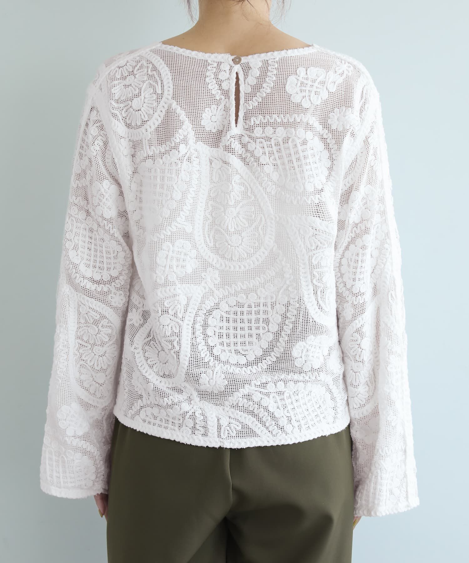 STYLE DELI「ペイズリー刺繍メッシュ編みトップス」|その他|