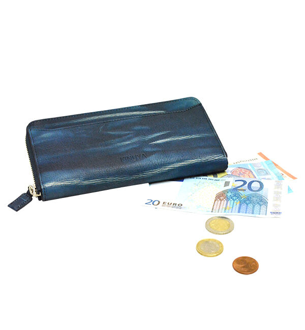 Kinuya Indigo「AWA-AI　絞りラウンド長財布」|財布|