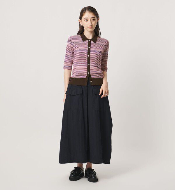 UNITED ARROWS「カラー ボーダー 5分袖 ポロニット ‐ウォッシャブル‐」|ニット・セーター|