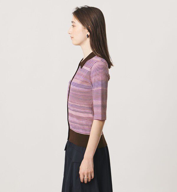 UNITED ARROWS「カラー ボーダー 5分袖 ポロニット ‐ウォッシャブル‐」|ニット・セーター|
