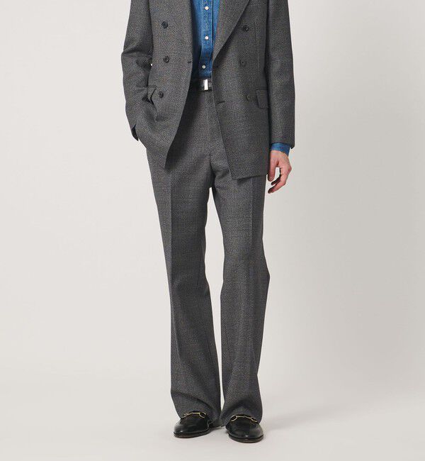 UNITED ARROWS「ハウンドトゥース フレア ノープリーツ スラックス ヨコストレッチ」|スーツ|
