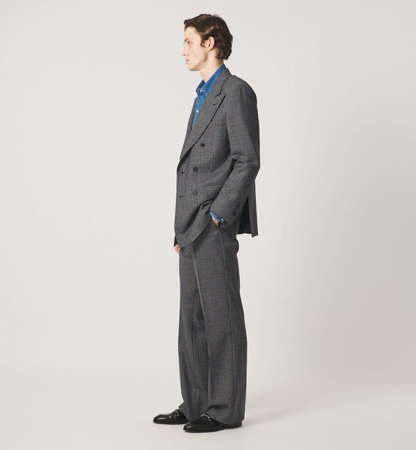 UNITED ARROWS「ハウンドトゥース フレア ノープリーツ スラックス ヨコストレッチ」|スーツ|