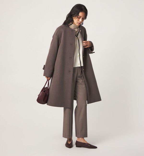 UNITED ARROWS green label relaxing「アンゴラビーバー ノーカラー ロングコート」|ノーカラーコート|