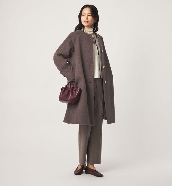 UNITED ARROWS green label relaxing「アンゴラビーバー ノーカラー ロングコート」|ノーカラーコート|