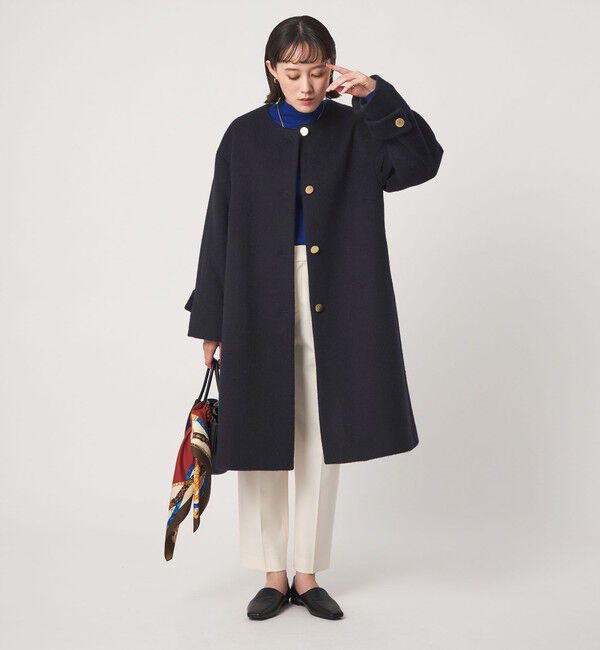 UNITED ARROWS green label relaxing「アンゴラビーバー ノーカラー ロングコート」|ノーカラーコート|