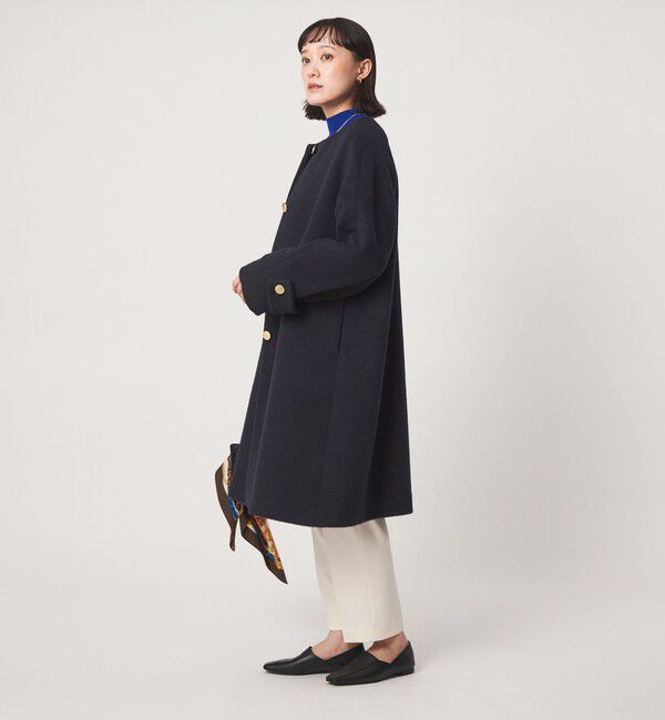 UNITED ARROWS green label relaxing「アンゴラビーバー ノーカラー ロングコート」|ノーカラーコート|