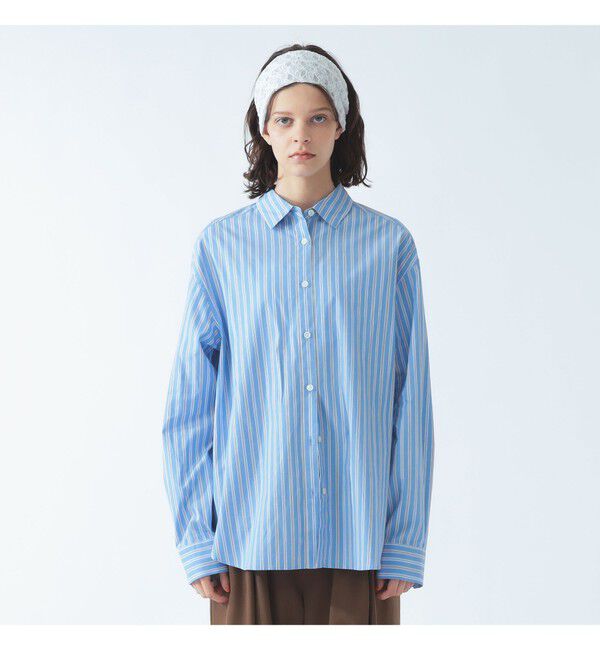 Ray BEAMS 「ストライプ レギュラーカラー ビッグ シャツ」|シャツ・ブラウス|