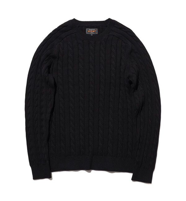 BEAMS PLUS「Crew Cable」|ニット・セーター|BLACK