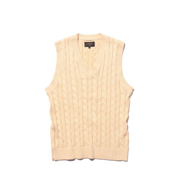 BEAMS PLUS「V-Neck Vest Cable」|ニット・セーター|BEIGE