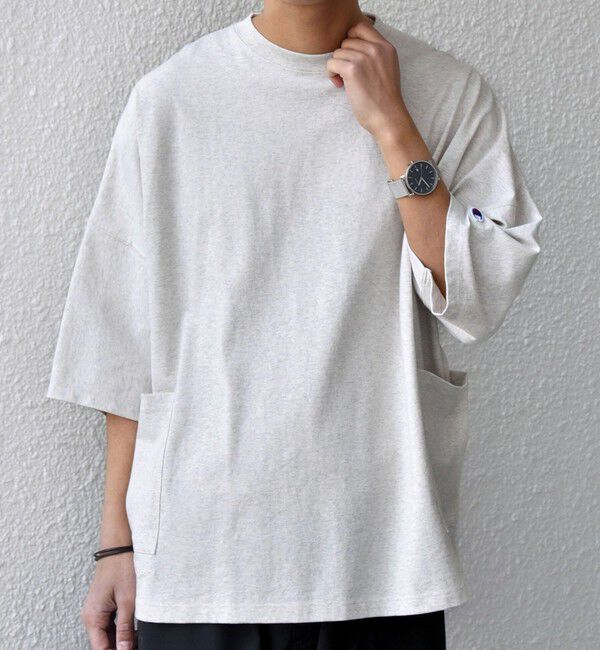 SHIPS any「【SHIPS any別注】Champion: ロゴ刺繍 ドルマン キャンプポケット Tシャツ◇」|Tシャツ・カットソー|