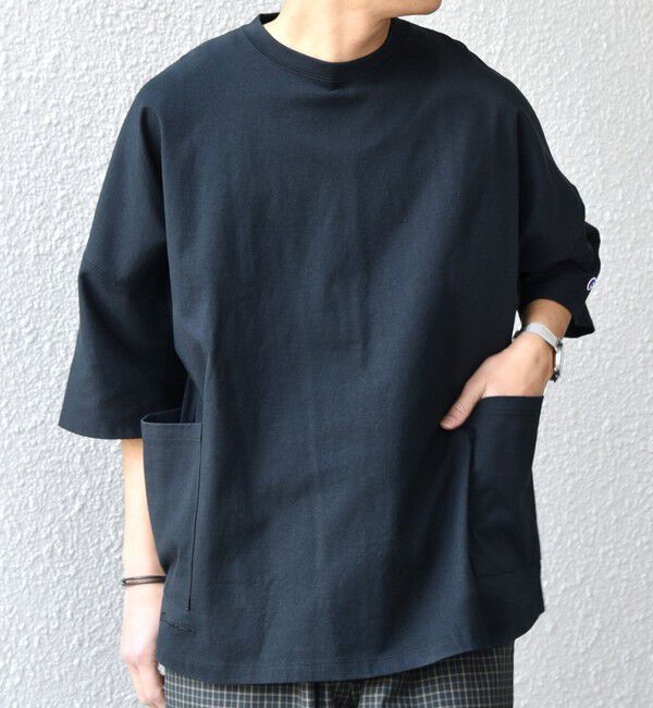 SHIPS any「【SHIPS any別注】Champion: ロゴ刺繍 ドルマン キャンプポケット Tシャツ◇」|Tシャツ・カットソー|