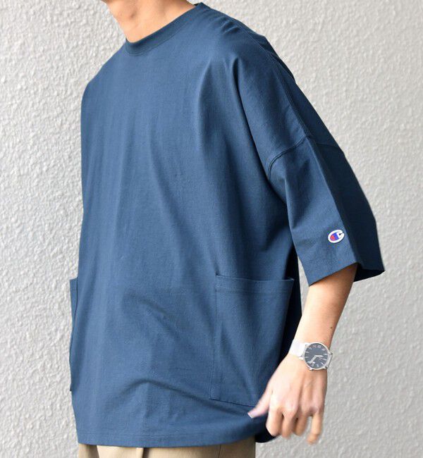 SHIPS any「【SHIPS any別注】Champion: ロゴ刺繍 ドルマン キャンプポケット Tシャツ◇」|Tシャツ・カットソー|