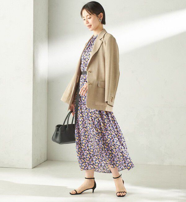 SHIPS for women「〈手洗い可能〉カッセン フラワー プリント ノースリーブ ワンピース」|ワンピース|