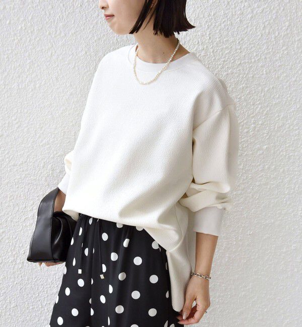 SHIPS for women「〈洗濯機可能〉アンティーク ダンボール 袖 リブ プルオーバー」|Tシャツ・カットソー|
