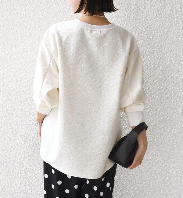 SHIPS for women「〈洗濯機可能〉アンティーク ダンボール 袖 リブ プルオーバー」|Tシャツ・カットソー|