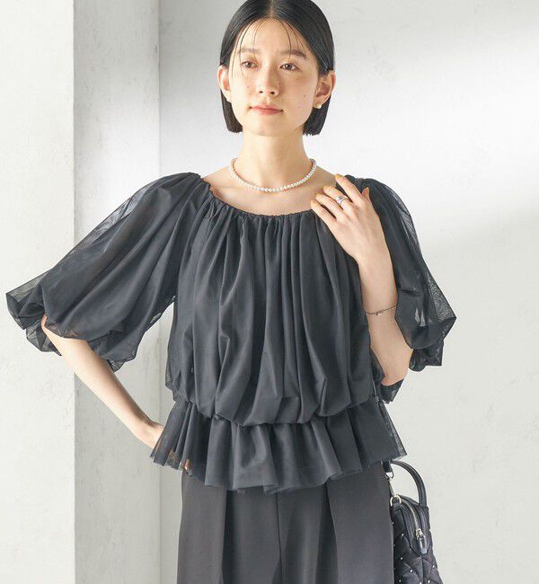 SHIPS for women「troisiemeCHACO:〈手洗い可能〉チュール ブラウス」|シャツ・ブラウス|