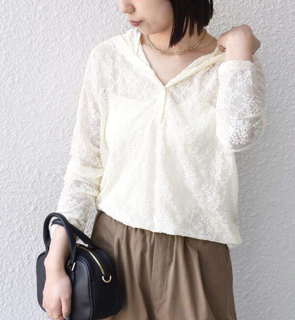 SHIPS Colors 「〈手洗い可能〉カットジャカード フーディー トップス」|Tシャツ・カットソー|