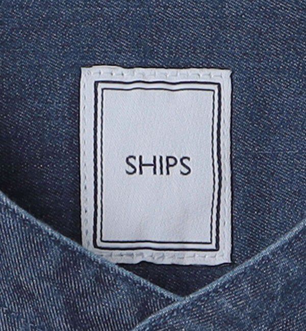 SHIPS「ウォッシュド デニム バンドカラー シャツ」|シャツ・ブラウス|