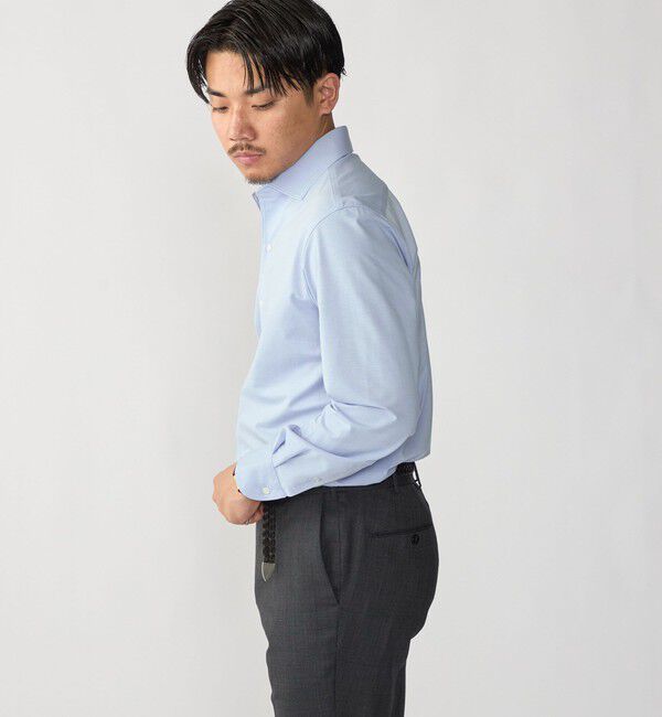 SHIPS「MADE IN JAPAN サックス ブルー ジャージー ワンピースカラー シャツ」|シャツ・ブラウス|