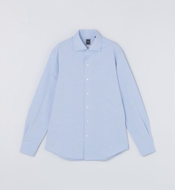 SHIPS「MADE IN JAPAN サックス ブルー ジャージー ワンピースカラー シャツ」|シャツ・ブラウス|
