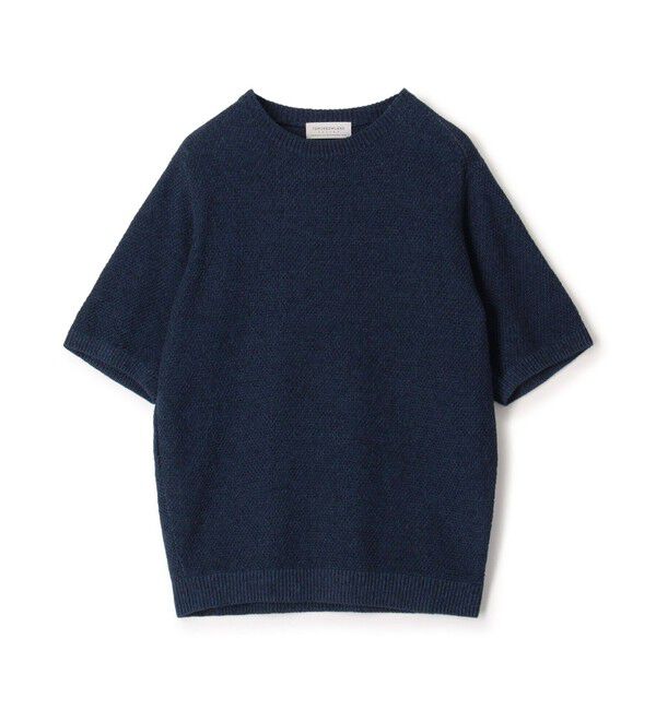 TOMORROWLAND MENS「TOMORROWLAND tricot コットンリネン モスステッチ柄クルーネック半袖ニット」|ニット・セーター|67 ダークブルー