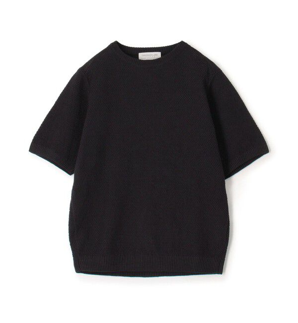 TOMORROWLAND MENS「TOMORROWLAND tricot コットンリネン モスステッチ柄クルーネック半袖ニット」|ニット・セーター|69 ネイビー