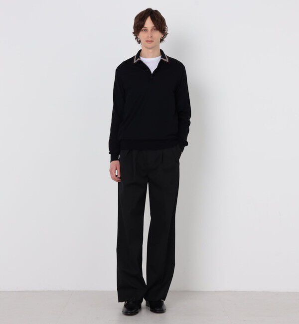 TOMORROWLAND MENS「TOMORROWLAND tricot スーパーファインメリノウール ラインニットポロシャツ S-WOOL」|ニット・セーター|