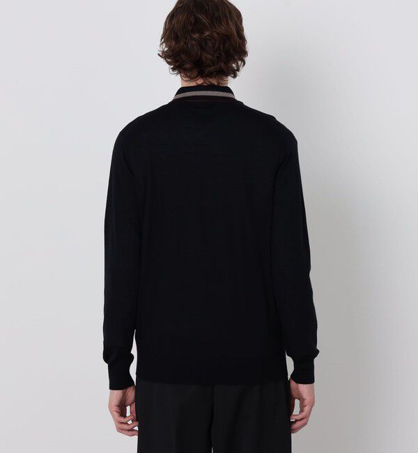 TOMORROWLAND MENS「TOMORROWLAND tricot スーパーファインメリノウール ラインニットポロシャツ S-WOOL」|ニット・セーター|