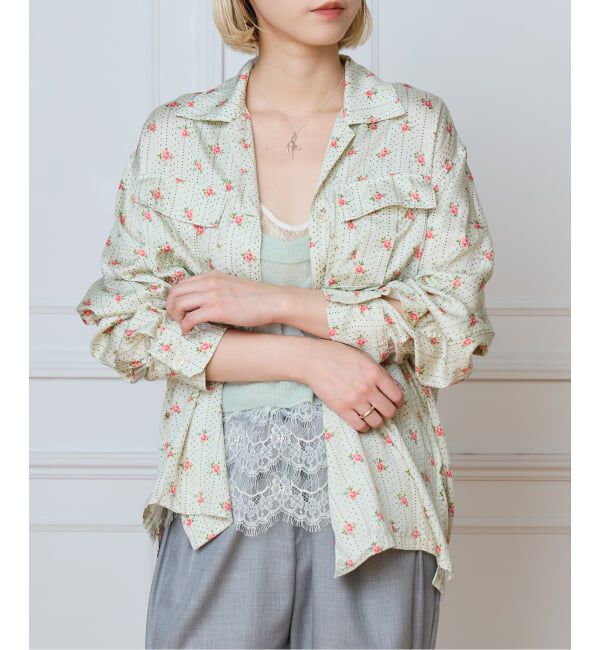 IENA LA BOUCLE「IENA LA BOUCLE レトロフラワープリントシャツ」|シャツ・ブラウス|