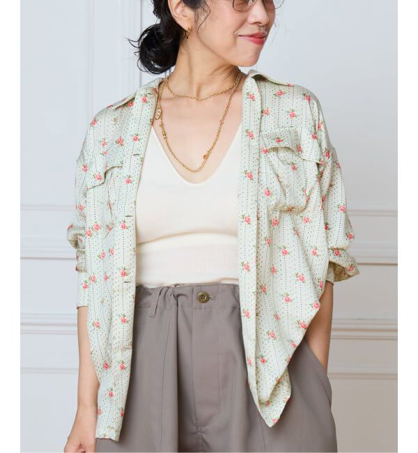 IENA LA BOUCLE「IENA LA BOUCLE レトロフラワープリントシャツ」|シャツ・ブラウス|