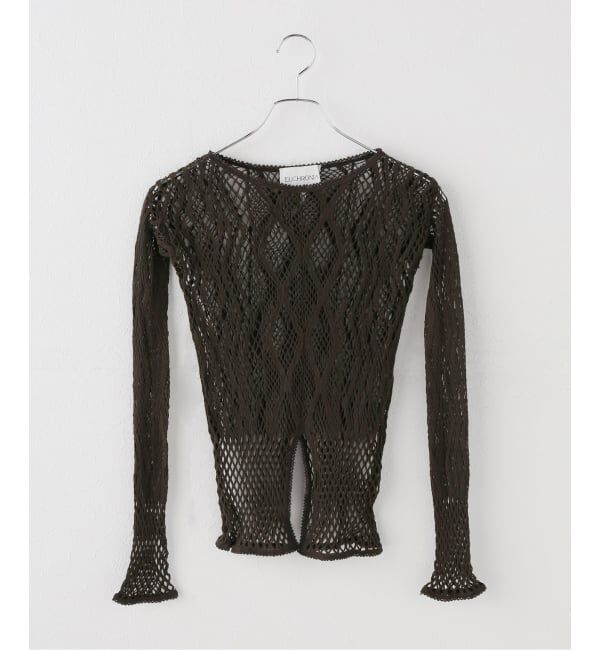 IENA LA BOUCLE「EUCHRONIA ユークロニア Stretch Lace Long Sleeve Tee」|Tシャツ・カットソー|カーキ