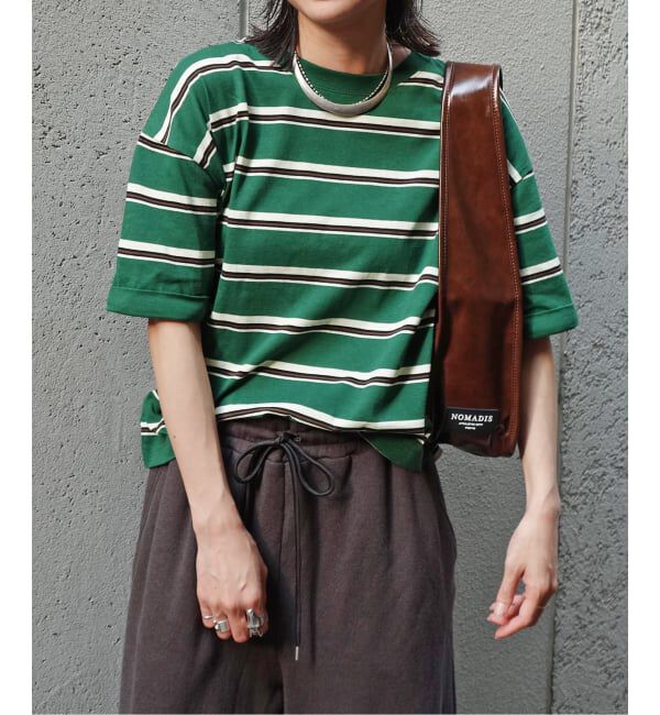 JOURNAL STANDARD「《追加3》汗ジミ防止ボーダービッグT」|Tシャツ・カットソー|グリーン