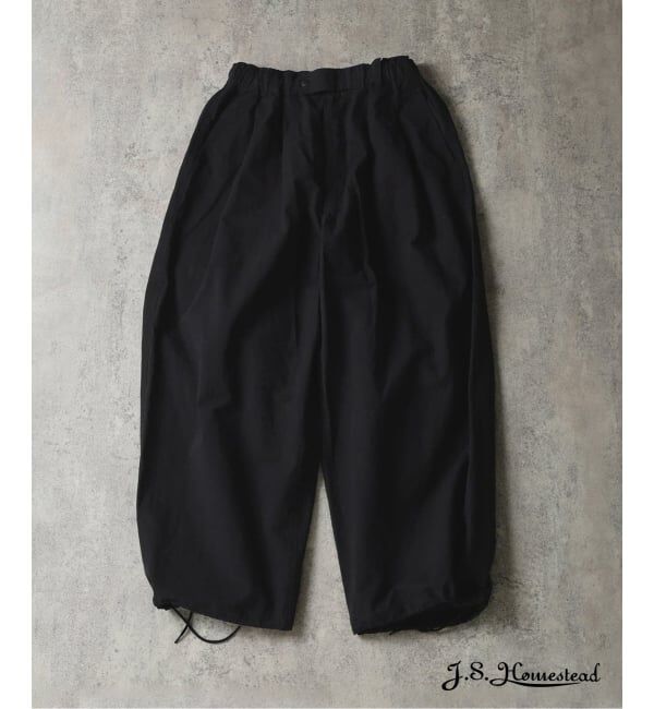 J.S.Homestead「J.S.Homestead / コットン ヘンプ エア クルー パンツ」|スラックス|ブラック