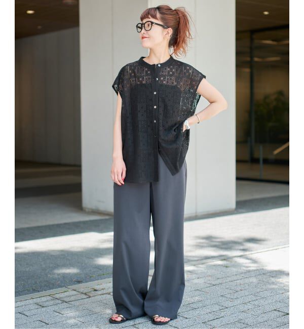 Spick and Span「《追加》PEレースフレンチスリーブシャツ」|シャツ・ブラウス|