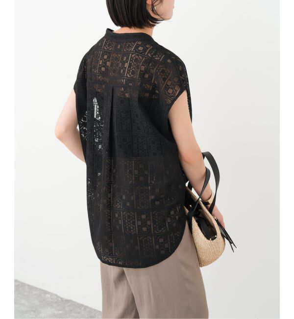 Spick and Span「《追加》PEレースフレンチスリーブシャツ」|シャツ・ブラウス|