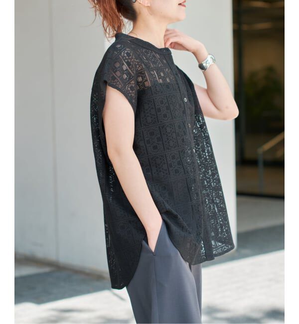 Spick and Span「《追加》PEレースフレンチスリーブシャツ」|シャツ・ブラウス|