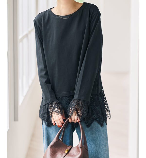 Spick and Span「レースドッキングプルオーバー」|Tシャツ・カットソー|