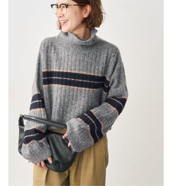 Spick and Span「《予約》マルチボーダーハイネックプルオーバー」|ニット・セーター|