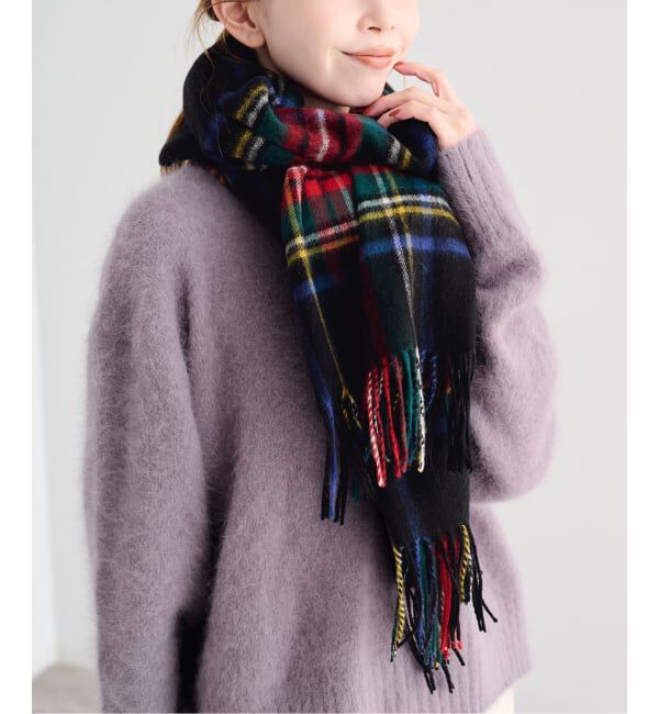 U by SPICK&SPAN「《予約》TWEEDMILL/ツイードミル チェックストール」|ストール|ブラック