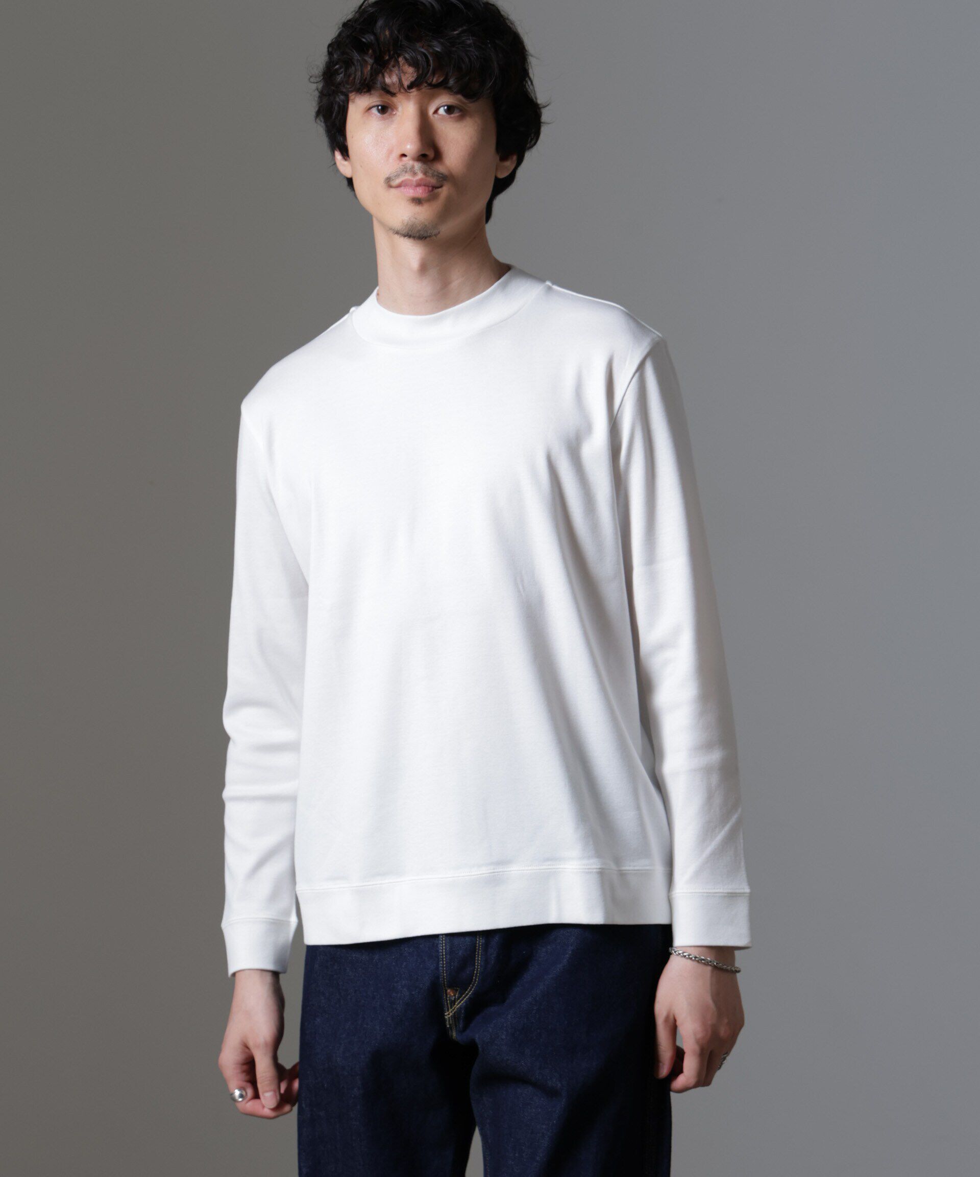 NANO universe「｢FORMAL JERSEY｣モックネックカットソー長袖」|Tシャツ・カットソー|