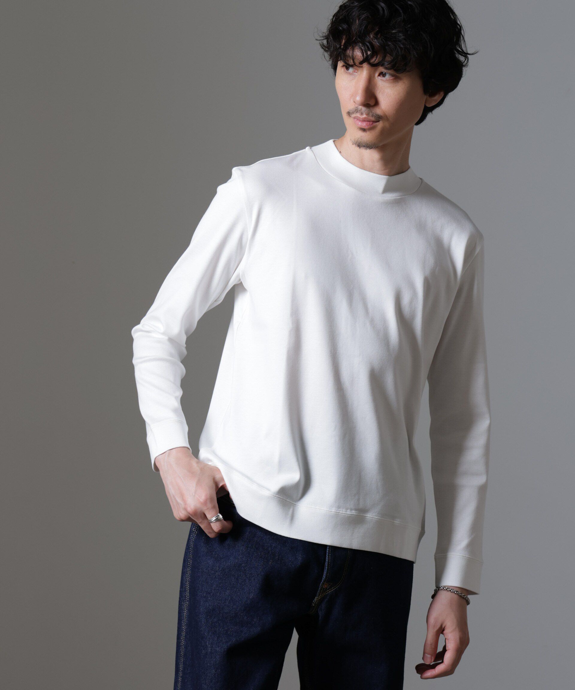 NANO universe「｢FORMAL JERSEY｣モックネックカットソー長袖」|Tシャツ・カットソー|