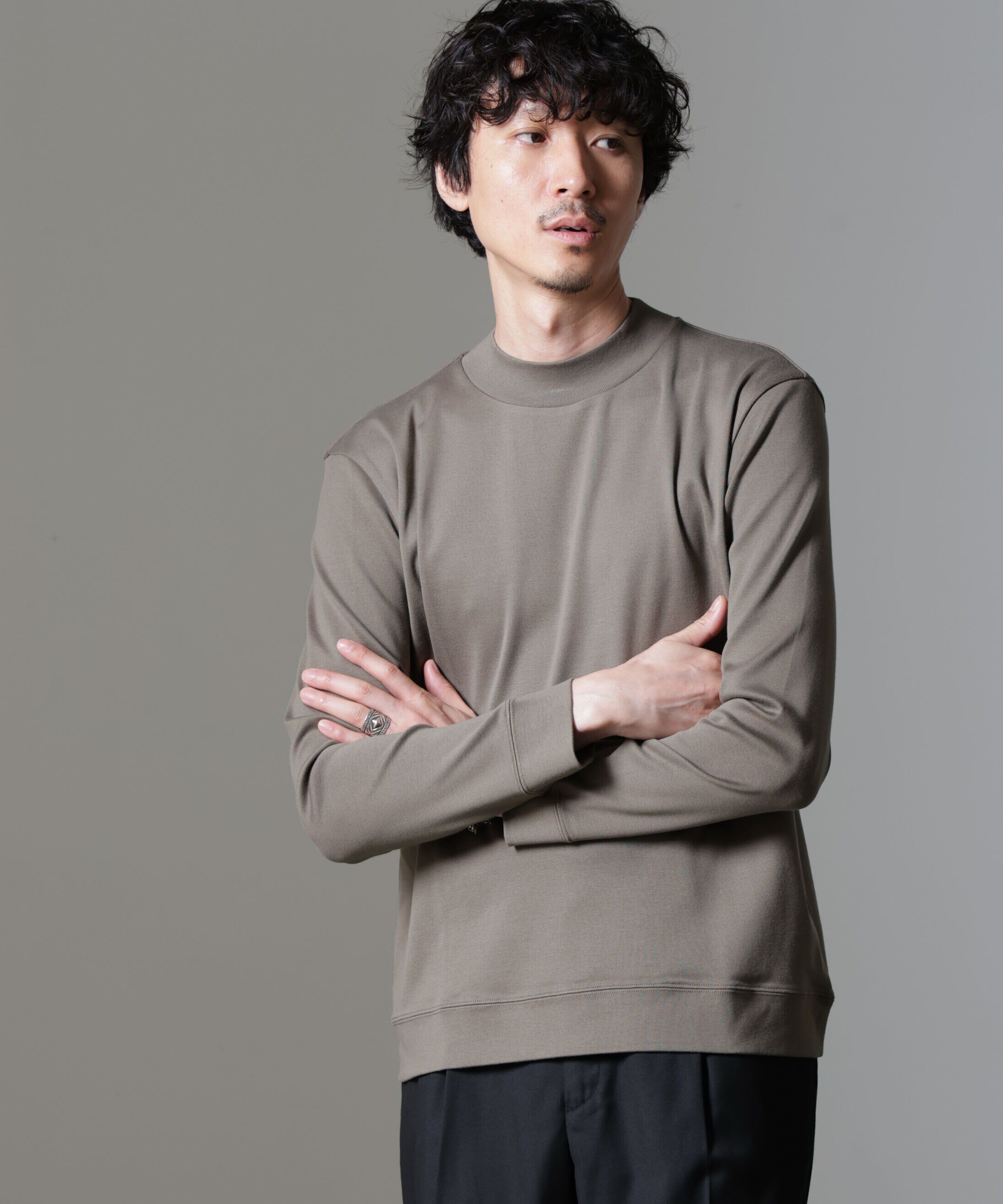NANO universe「｢FORMAL JERSEY｣モックネックカットソー長袖」|Tシャツ・カットソー|グレージュ3