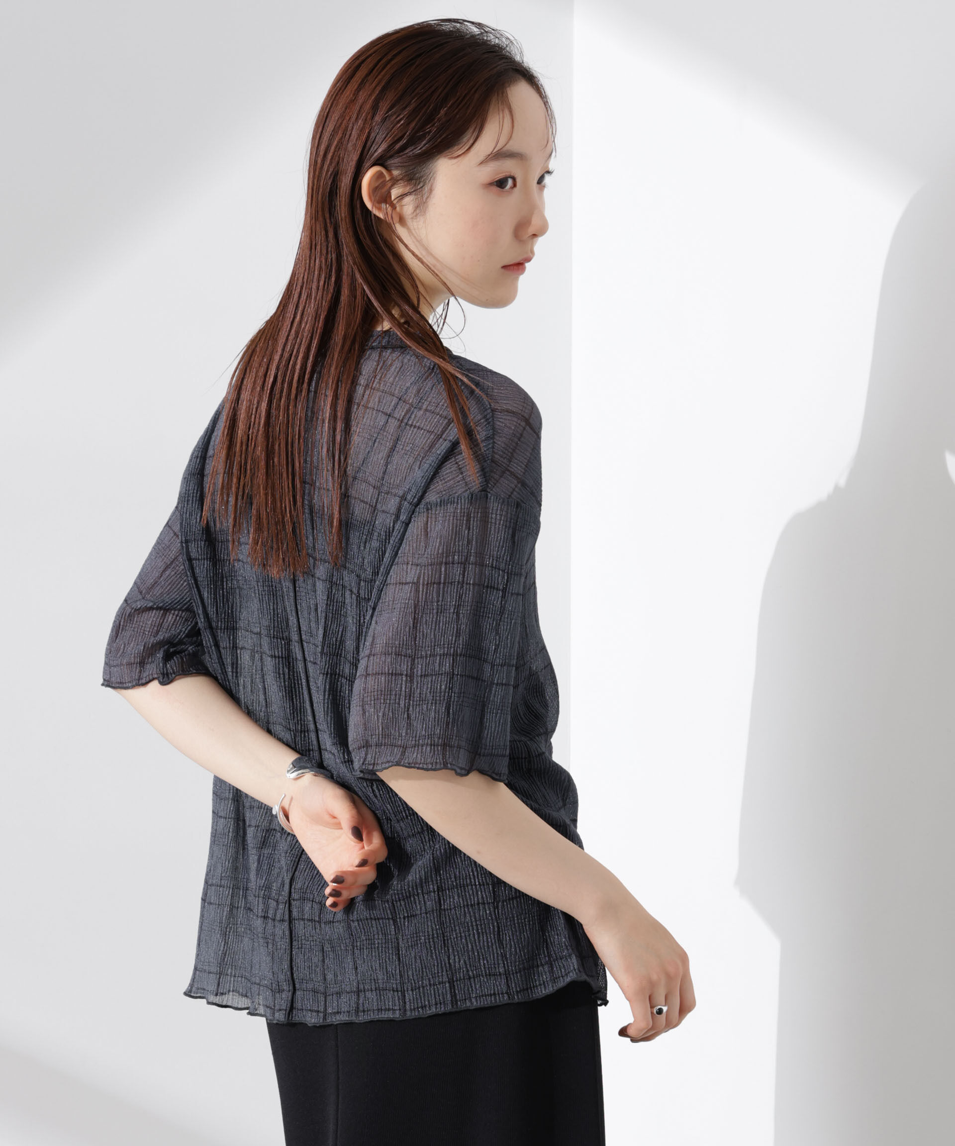 NANO universe「楊柳チェックシアーカットTシャツ」|Tシャツ・カットソー|