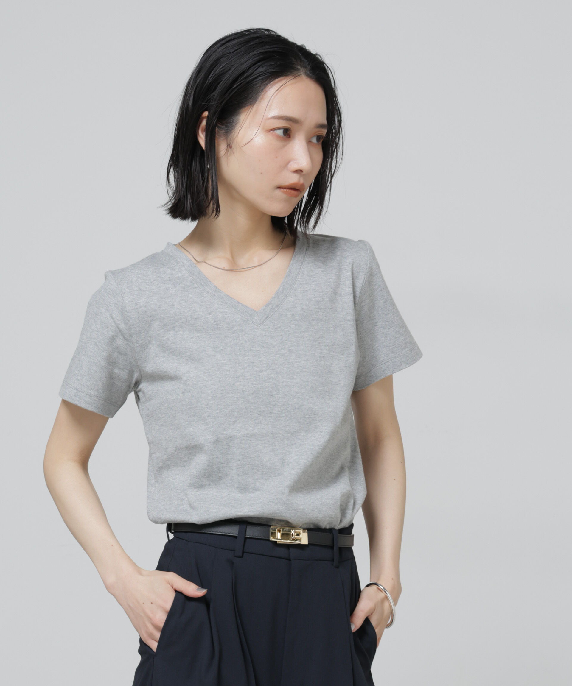 NANO universe「〈追加〉Anti Soaked(R) 汗染み防止VネックTシャツ」|Tシャツ・カットソー|