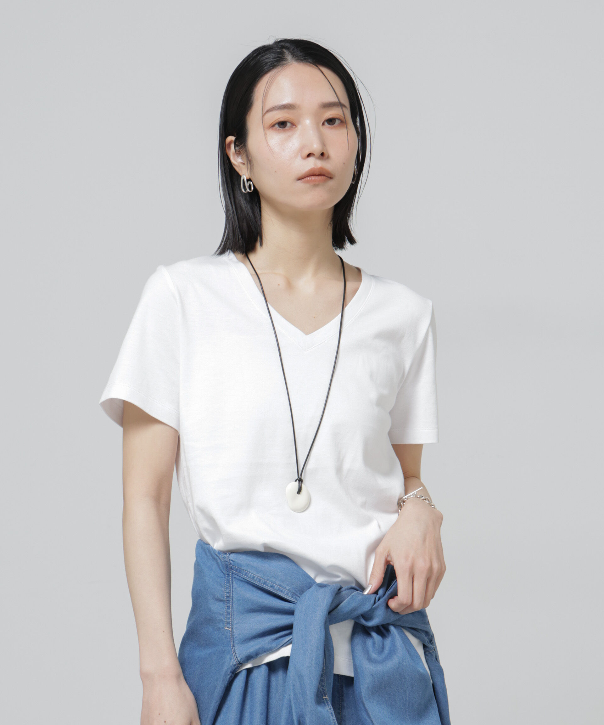 NANO universe「〈追加〉Anti Soaked(R) 汗染み防止VネックTシャツ」|Tシャツ・カットソー|