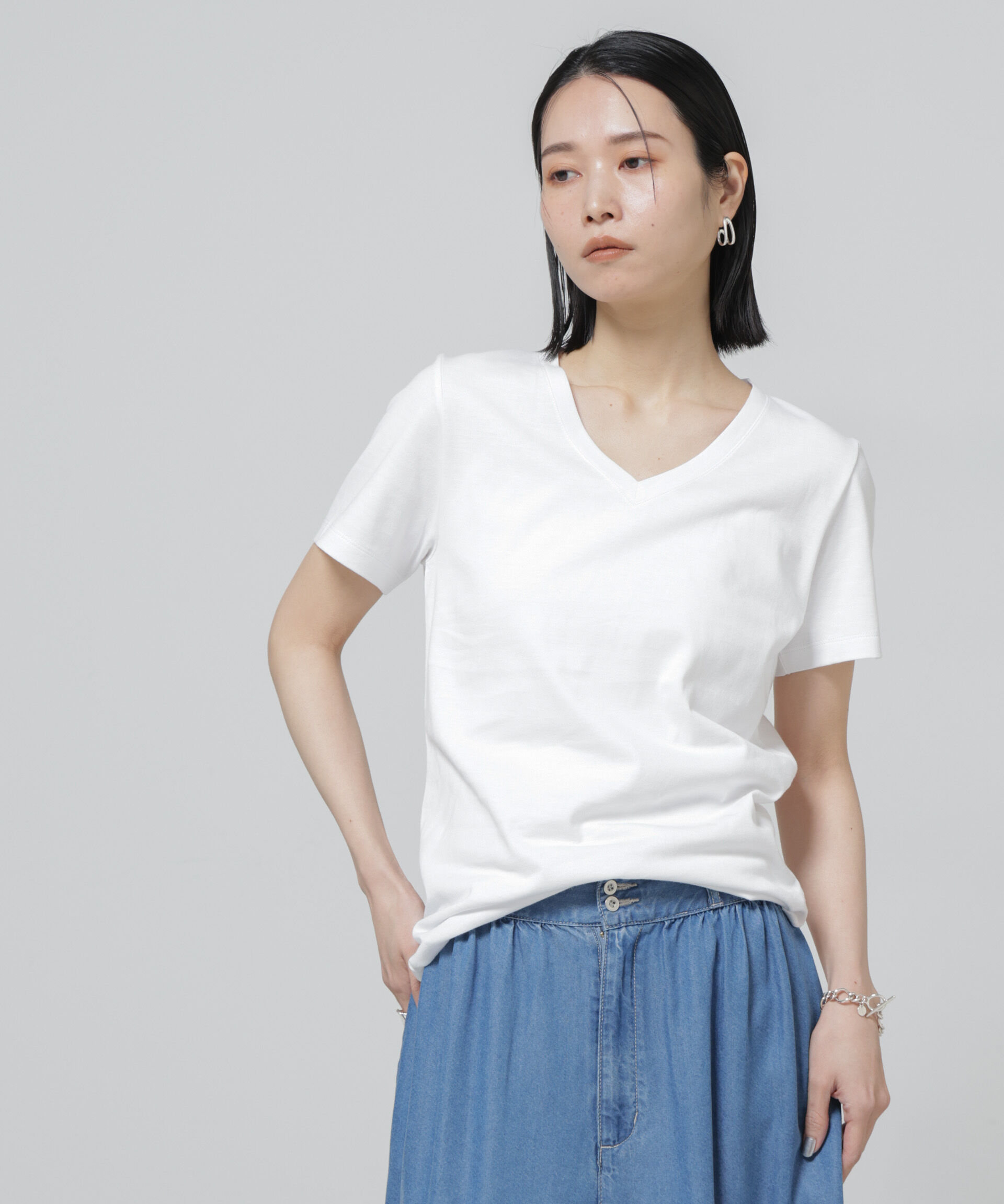 NANO universe「〈追加〉Anti Soaked(R) 汗染み防止VネックTシャツ」|Tシャツ・カットソー|
