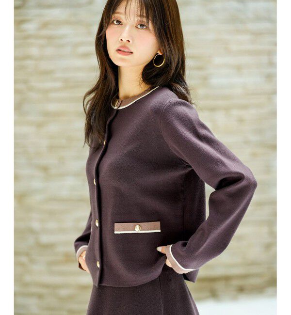 ANY SIS「CICA加工  ニット ジャケット」|カーディガン|