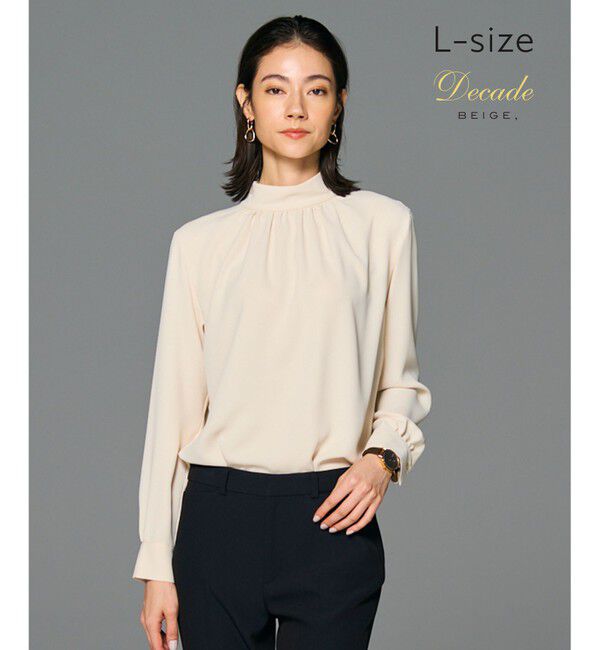 BEIGE,「【L-size・定番】EVA / ハイネックロングスリーブブラウス」|シャツ・ブラウス|Sheer Orange